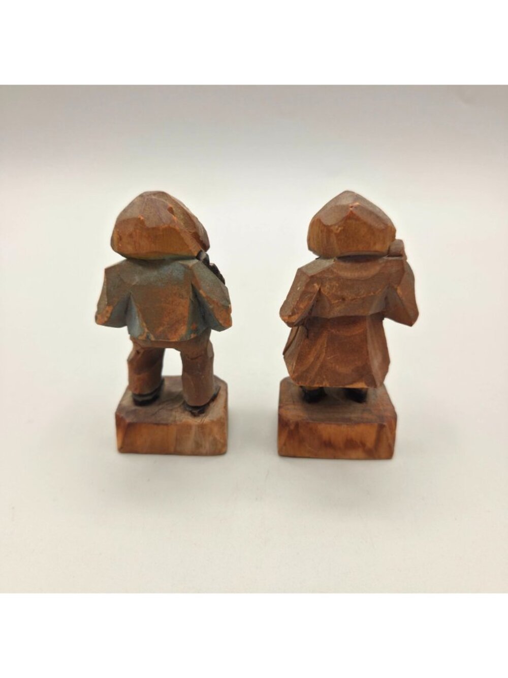 Vintage European Hand-Carved Wooden Figurines Old Couple Tyrolean Folk Art - Picture 3 of 10